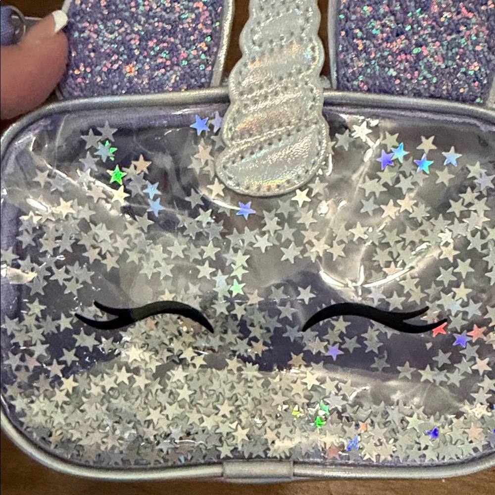 Cat & Jack Purple Glitter Unicorn Star Crossbody Bag/ Belt bag NEW